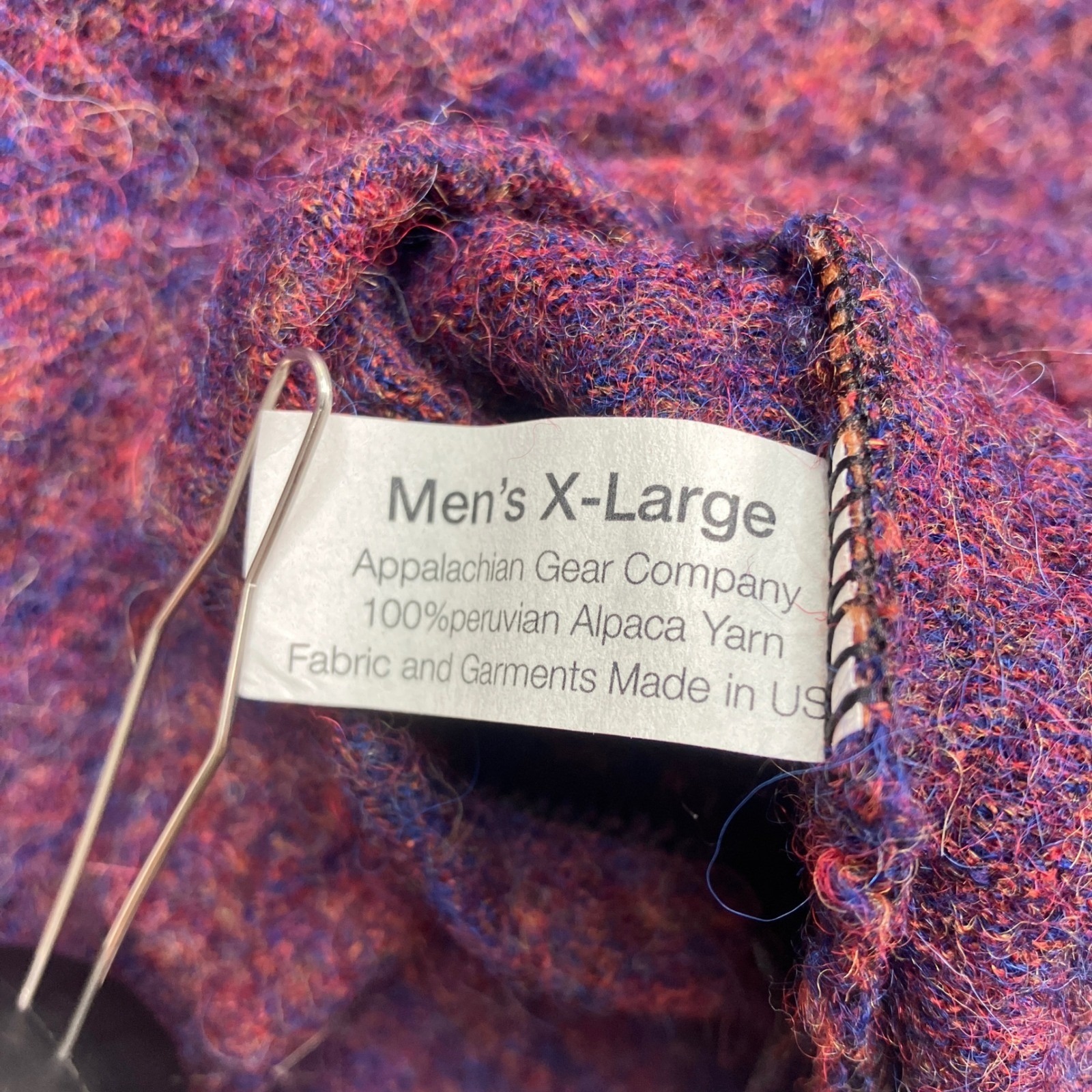 Appalachian Gear Company Men Xl Hoodie Purple 100% Alpaca Wool All-Paca Layer — image 3 of 6